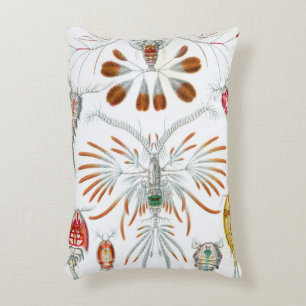 Vintage Ocean Animals, Copepoda by Ernst Haeckel Accent Pillow