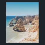 Vintage Ocean Beach Portugal Cliffs Coves Photo Poster<br><div class="desc">This stylish wall art features a scenic vintage beach scene from The Algarve coast in Portugal with the beautiful blue ocean water,  rocky cliffs,  and sandy coves.</div>