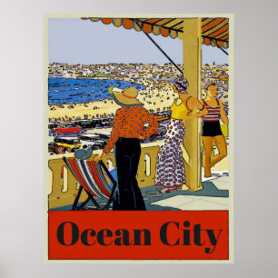 Vintage Ocean City, edit text, Poster