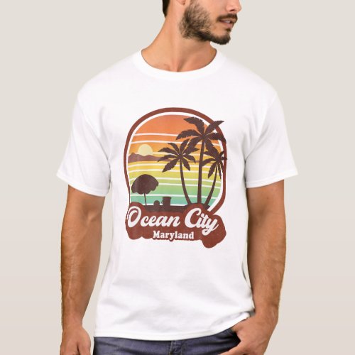 Vintage Ocean City Maryland Beach Souvenir Travel T_Shirt