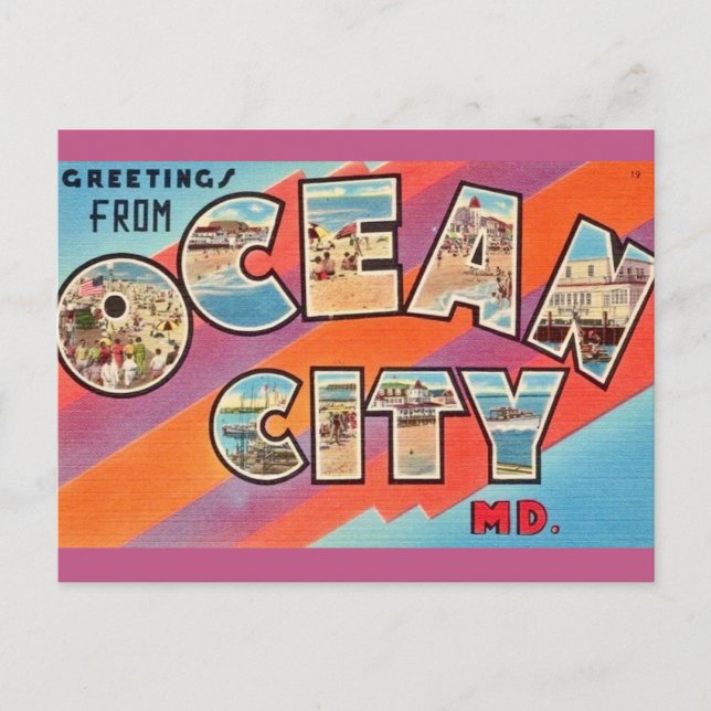 Vintage Ocean City MD Greeting Postcard (Front)