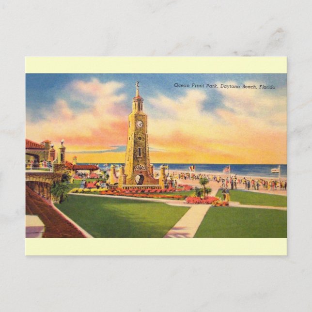 Vintage Ocean Front Park Daytona Beach Postcard (Front)