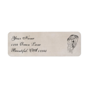 Vintage Ocean Jellyfish Beach Address Label