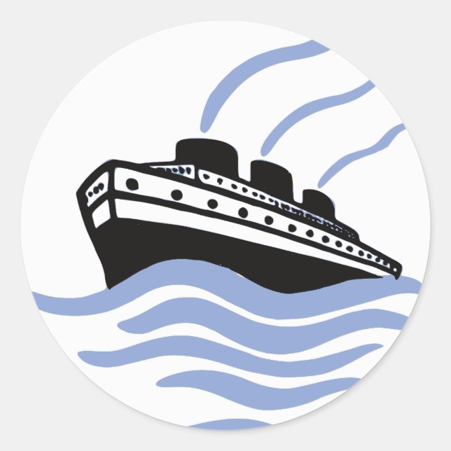 Vintage Ocean Liner Art Classic Round Sticker (Front)