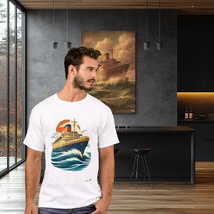 Vintage Ocean Liner   Mid-Century Retro Travel T-Shirt