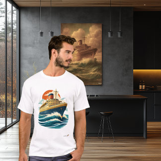 Vintage Ocean Liner | Mid-Century Retro Travel T-Shirt