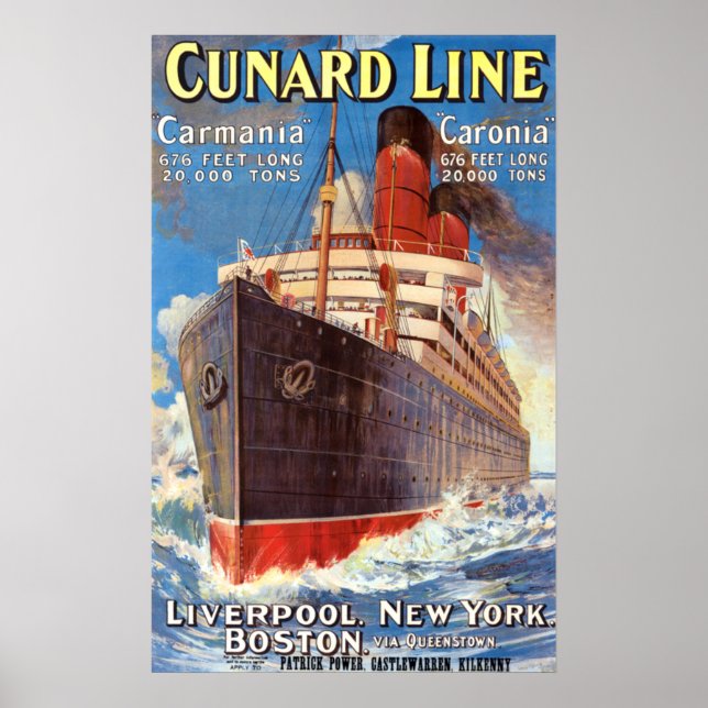 VINTAGE OCEAN LINER TRAVEL POSTER (Front)