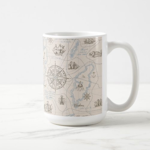 Vintage Ocean Map Pattern Coffee Mug