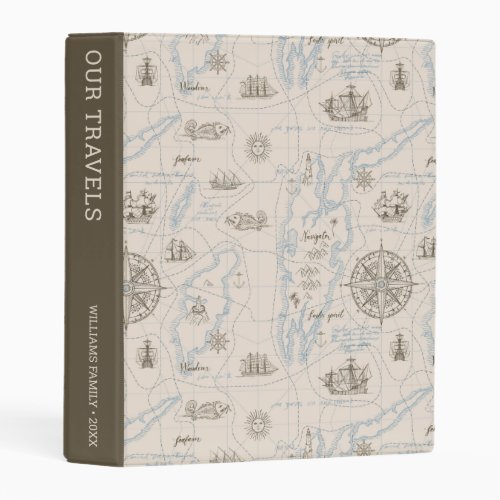 Vintage Ocean Map Pattern  Our Travels Mini Binder