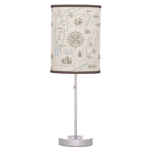 Vintage Ocean Map Pattern Table Lamp