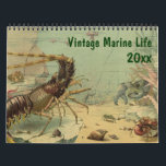 Vintage Ocean Marine Life Animal and Sea Creatures Calendar<br><div class="desc">12 month vintage illustration marine life calendar featuring various marine creatures including crustaceans, fish, sea turtles, seals, sea lions, tropical fish, coral and more!</div>