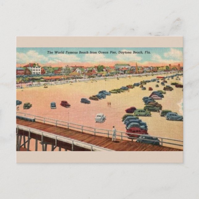 Vintage Ocean Pier Daytona Beach Postcard (Front)