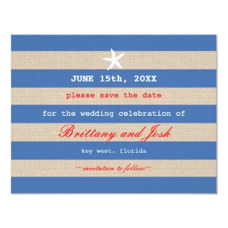 Vintage Ocean Stripes Save the Date Invitation