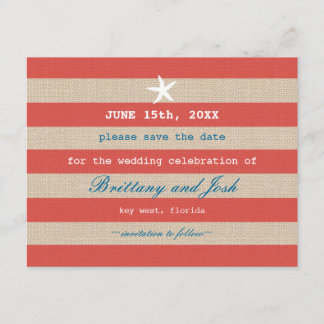 Vintage Ocean Stripes Save the Date Invitation