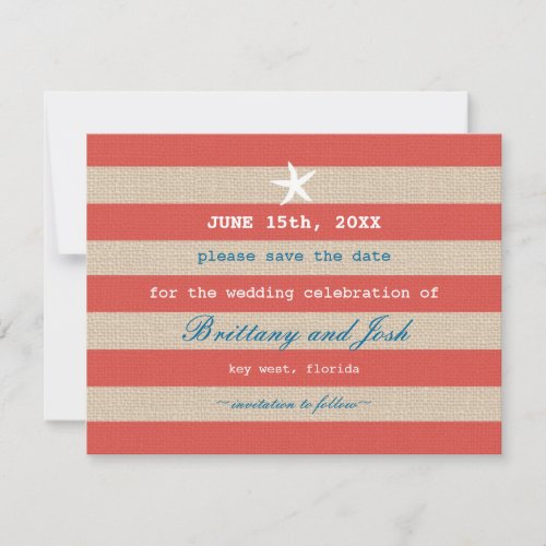 Vintage Ocean Stripes Save the Date Invitation