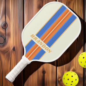 Vintage Ocean Sun Rally Stripes with Name Pickleball Paddle