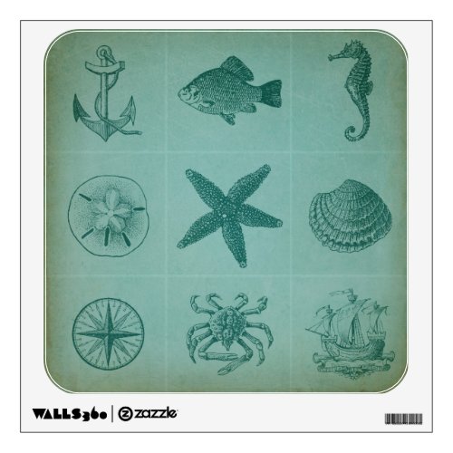 Vintage Ocean Theme Collage Wall Sticker