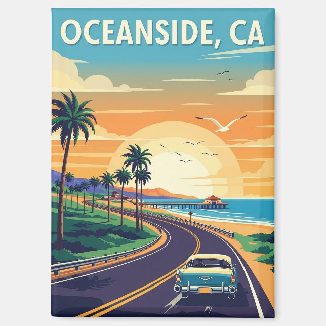 Vintage Oceanside California Travel Magnet (Front)