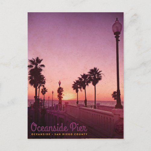 Vintage Oceanside Pier Travel Postcard