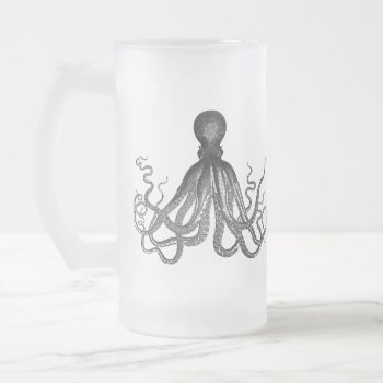Vintage Octopus 16oz Frosted Glass Beer Mug by CrabTreeGifts at Zazzle