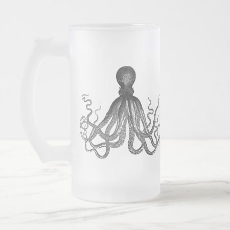 Vintage Octopus 16oz Frosted Glass Beer Mug
