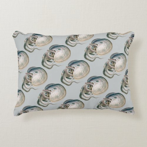 Vintage Octopus Argonaut Marine Life Animals Accent Pillow