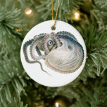 Vintage Octopus Argonaut, Marine Life Animals Ceramic Ornament