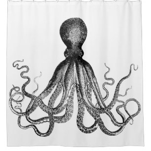Vintage Octopus Bathroom Decorating Ideas Shower Curtain