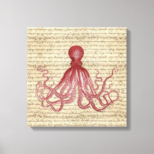 Vintage octopus canvas print