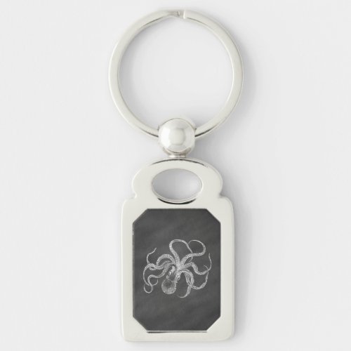 Vintage Octopus Chalkboard Background Template Keychain
