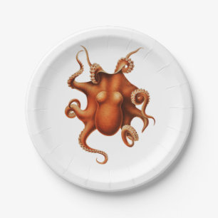 Vintage Octopus Classic Style Paper Plates