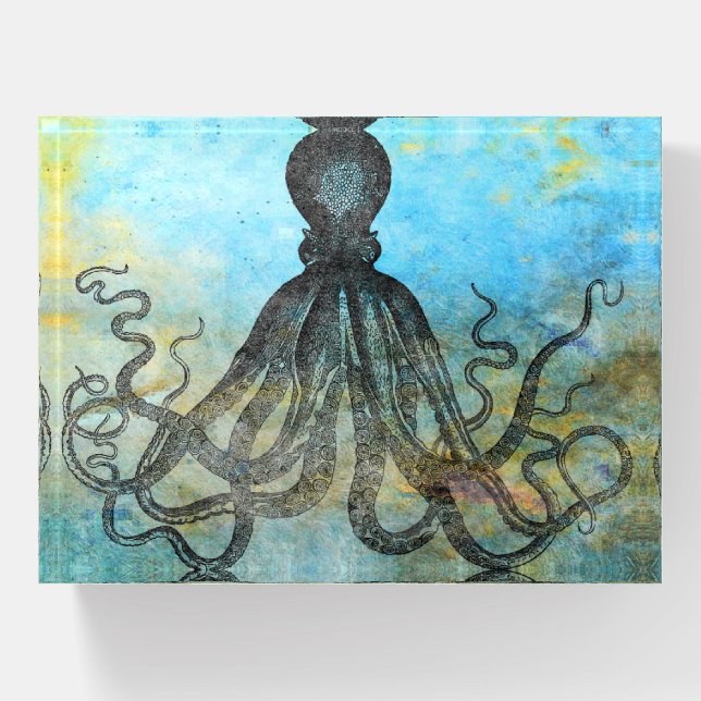 Vintage Octopus Collage Paperweight (Front)
