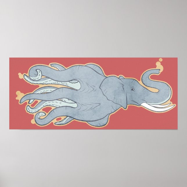 Vintage Octopus Elephant Poster (Front)