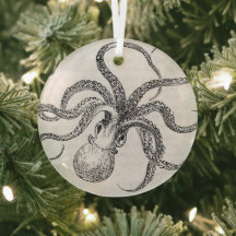 VINTAGE OCTOPUS GLASS ORNAMENT | COASTAL CHRISTMAS
