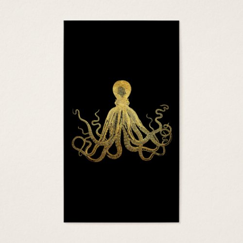 Vintage Octopus Gold Black Ink Coastal Nautical