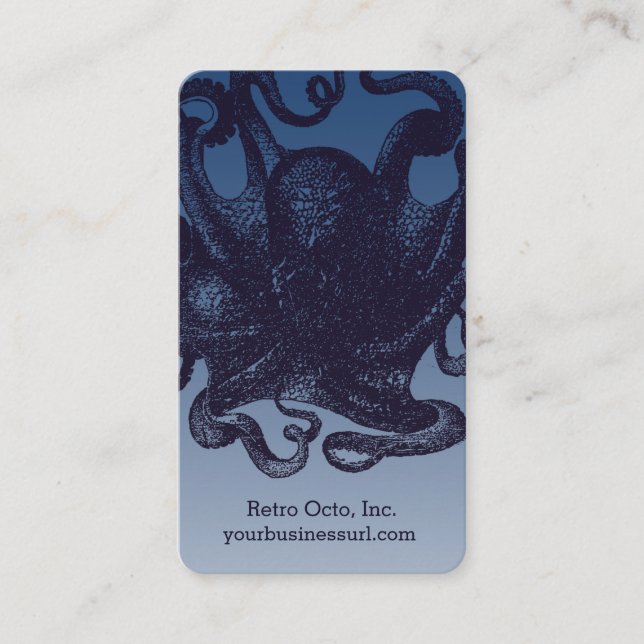Vintage Octopus Illustration Business Card (Front)