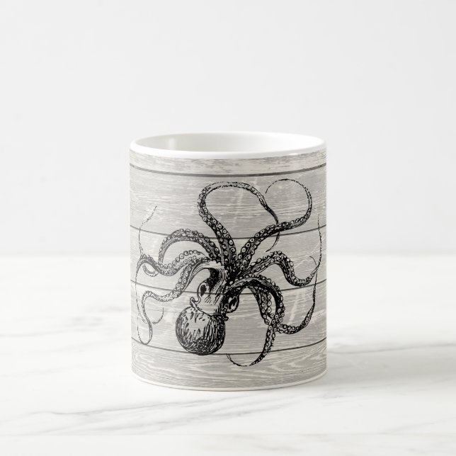 Vintage Octopus Illustration Coffee Mug (Center)