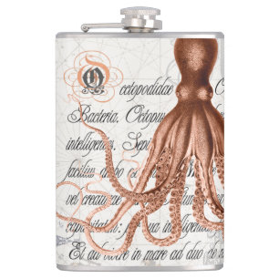 Vintage Octopus Illustration Flask