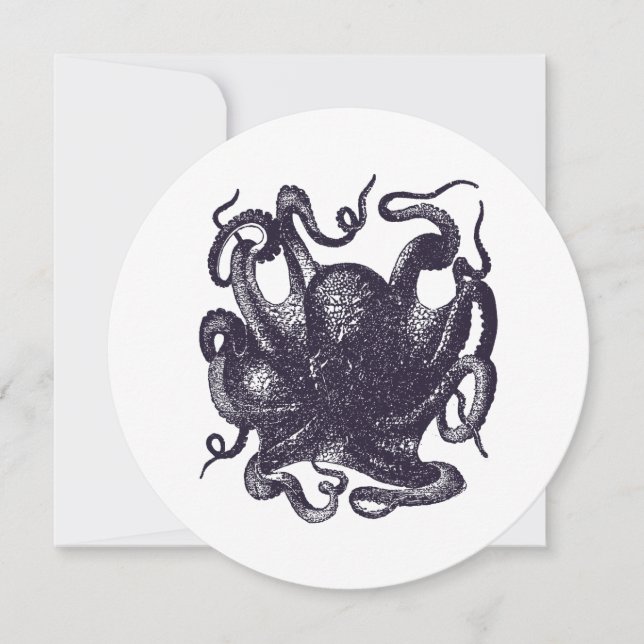 Vintage Octopus Illustration Invitation (Front)