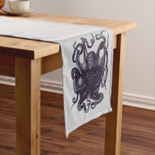 Vintage Octopus Illustration Short Table Runner