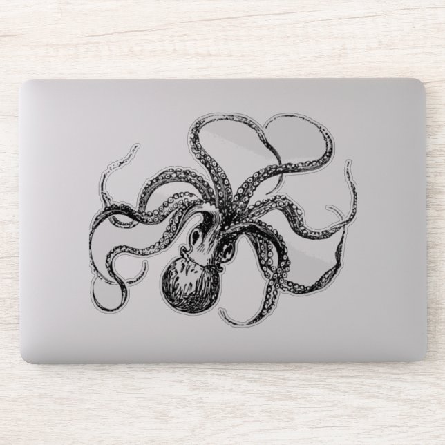 Vintage Octopus Illustration Sticker (Computer)