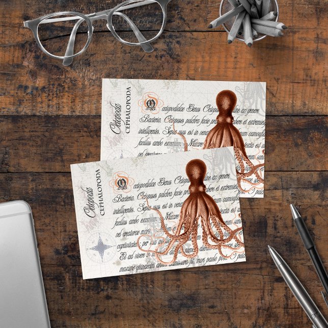 Vintage Octopus Illustration Thank You Card (Vintage Octopus Illustration Thank You Card)
