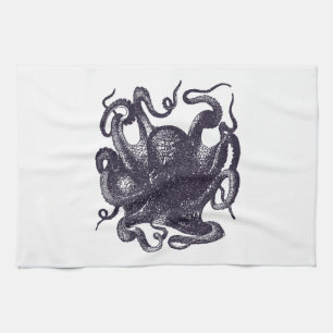 Vintage Octopus Illustration Towel