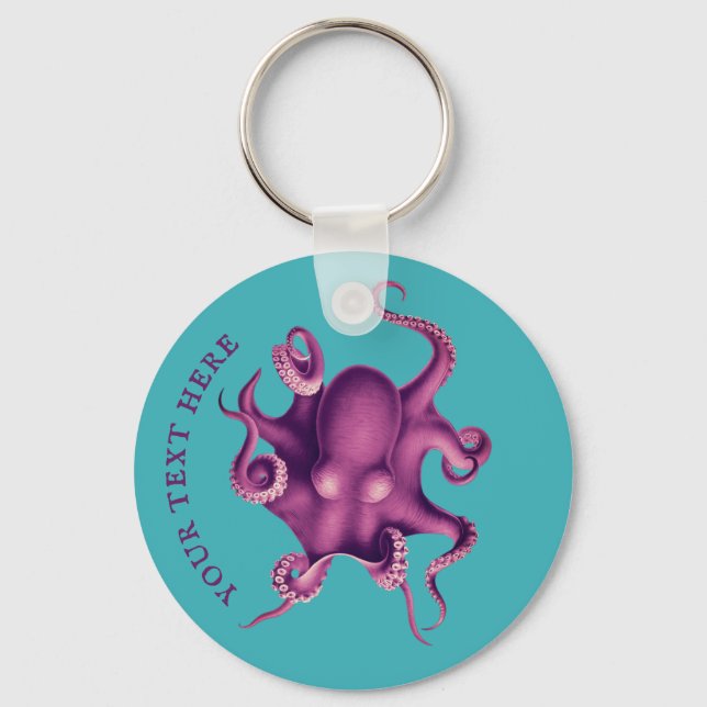Vintage Octopus Illustration (Valdivia Expedition) Keychain (Front)