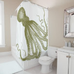 Vintage Octopus in Green V2 Shower Curtain