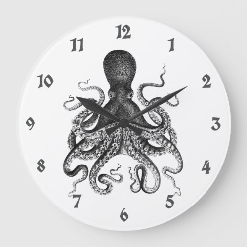 Vintage Octopus Large Clock