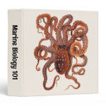 Vintage Octopus Macropus, Marine Aquatic Animals 3 Ring Binder