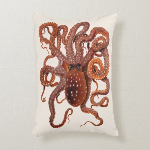 Vintage Octopus Macropus Marine Aquatic Animals Accent Pillow