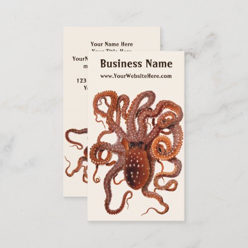 Vintage Octopus Macropus Marine Aquatic Animals Business Card