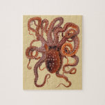 Vintage Octopus Macropus, Marine Aquatic Animals Jigsaw Puzzle